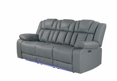 RAIZE GREY 10 POWER RECLINING SOFA WITH DDT, WC AND LED