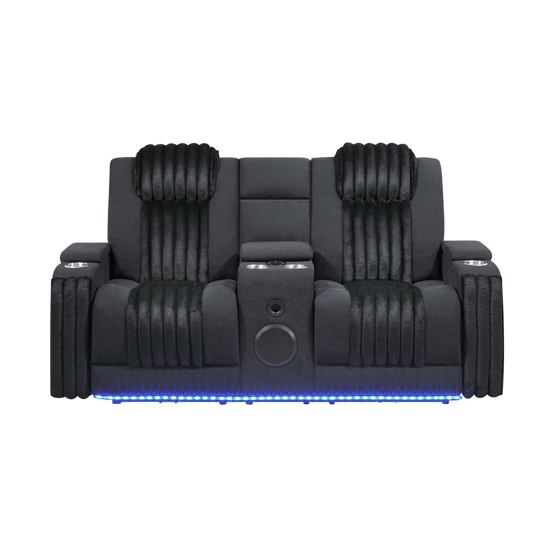 Duran Black 3PC Power Reclining Sofa-Loveseat and Recliner with Power Headrest, LED and more