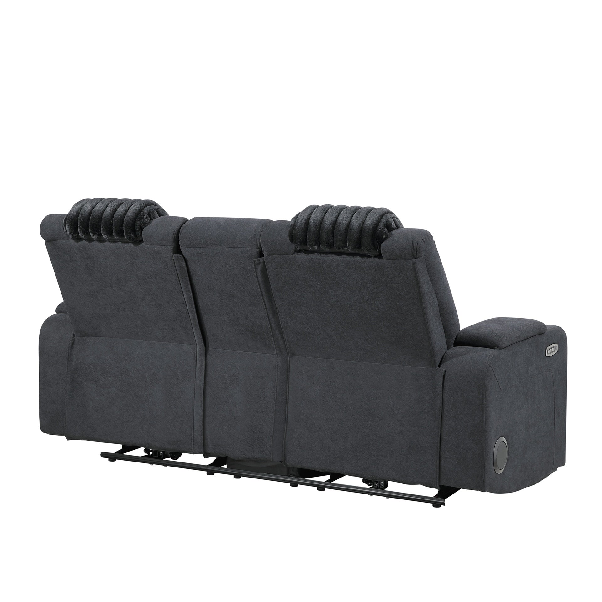 Duran Black Power Reclining loveseat with Power Headrest, LED and Bluetooth Speaker