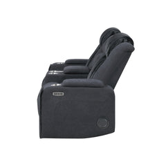 Duran Black Power Reclining loveseat with Power Headrest, LED and Bluetooth Speaker