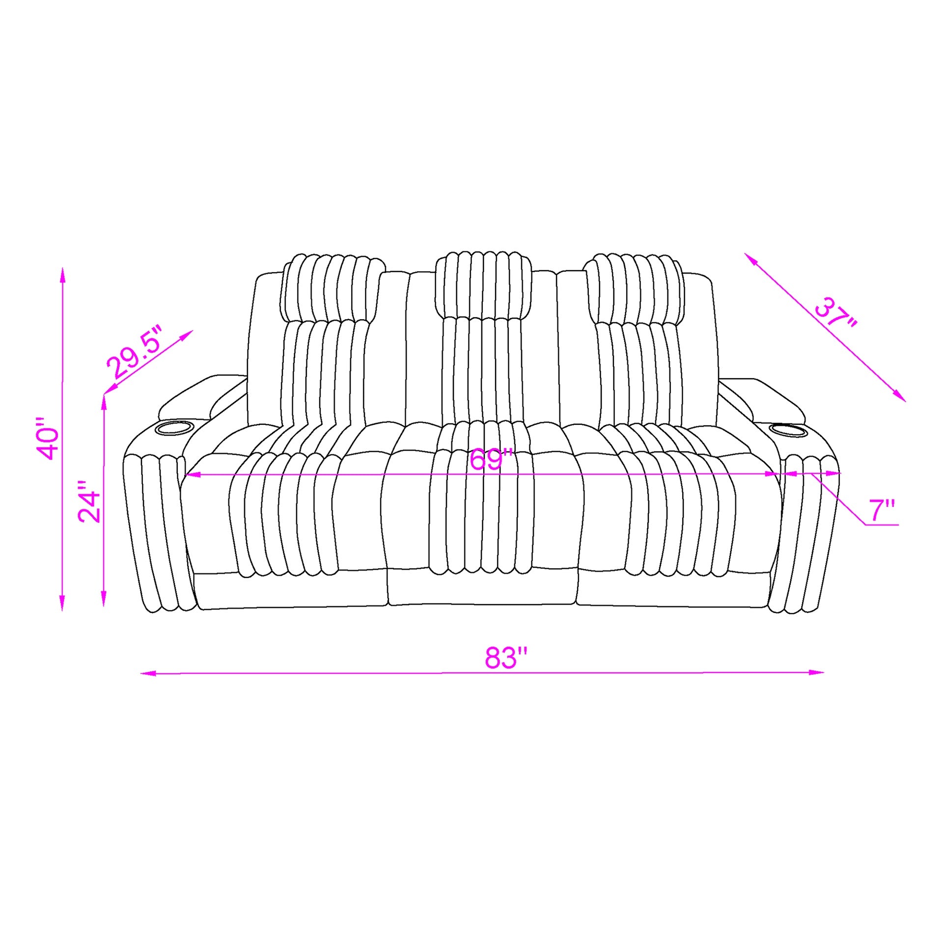 Duran Black 2PC Power Reclining Sofa and Loveseat with Power Headrest, LED and more