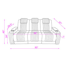 Duran Black 2PC Power Reclining Sofa and Loveseat with Power Headrest, LED and more