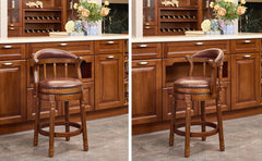 Cow top Leather Wooden Bar Stools, 360 Degree Swivel Bar Chair with Backs,Bar height Couner Height Barstools  for Home Kitchen Dining Room and Bar Room(brown 1pc)