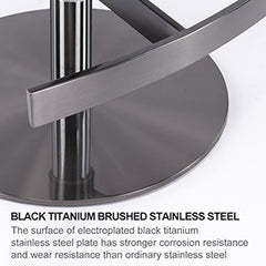 Black Titanium Stainless Steel Bar Stools,Grade Modern Leather Bar Chair with Backrest,Swivel Adjustable Height for Kitchen Counter and Dining Room (Grey 1pc)