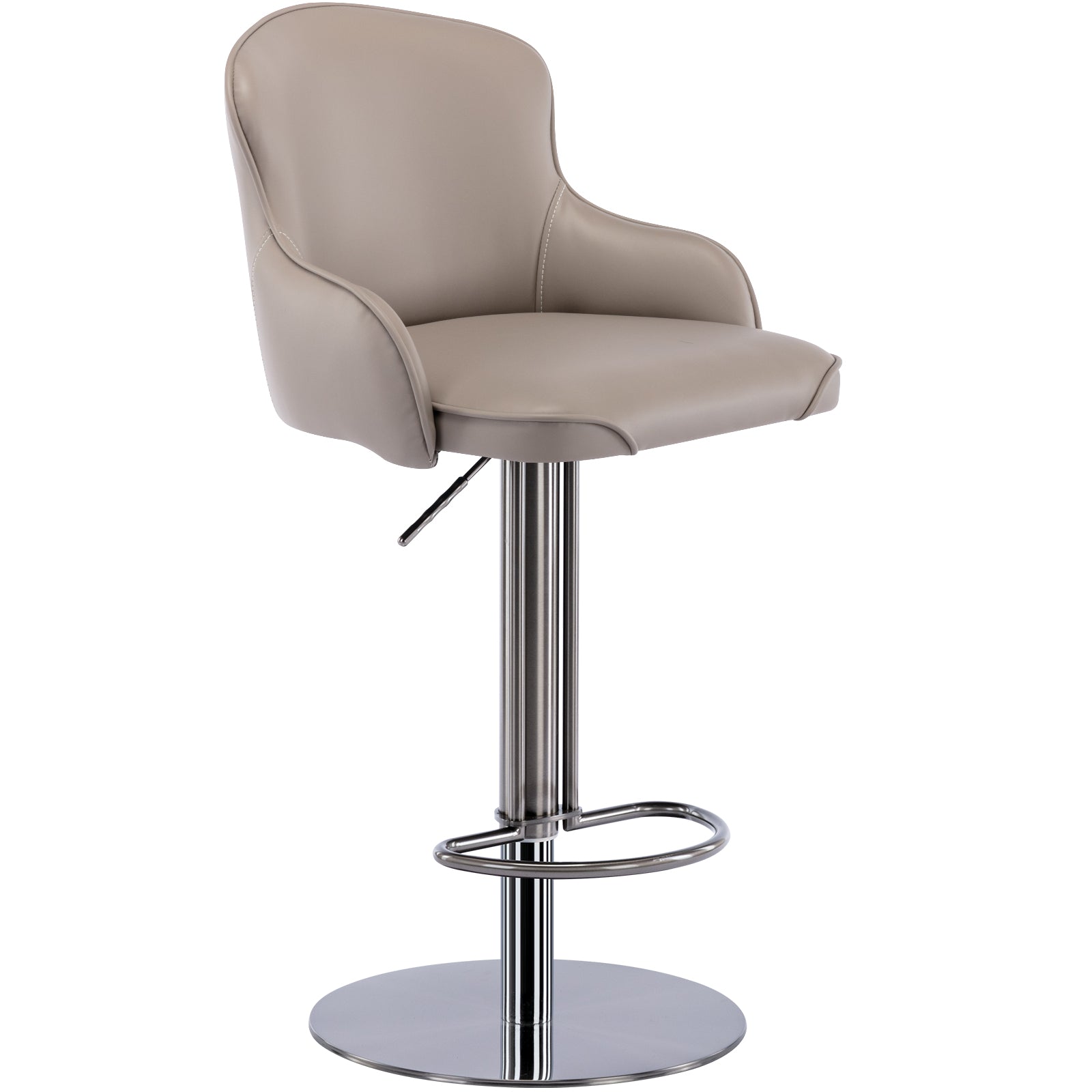 Black Titanium Stainless Steel Bar Stools,Grade Modern Leather Bar Chair with Backrest,Swivel Adjustable Height for Kitchen Counter and Dining Room (Grey 1pc)