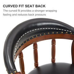 Cow top Leather Wooden Bar Stools, 360 Degree Swivel Bar Chair with Backs,Bar height Couner Height Barstools  for Home Kitchen Dining Room and Bar Room(black 1pc)