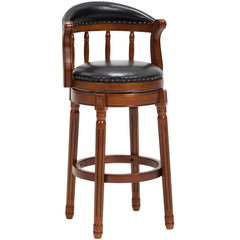 Cow top Leather Wooden Bar Stools, 360 Degree Swivel Bar Chair with Backs,Bar height Couner Height Barstools  for Home Kitchen Dining Room and Bar Room(black 1pc)