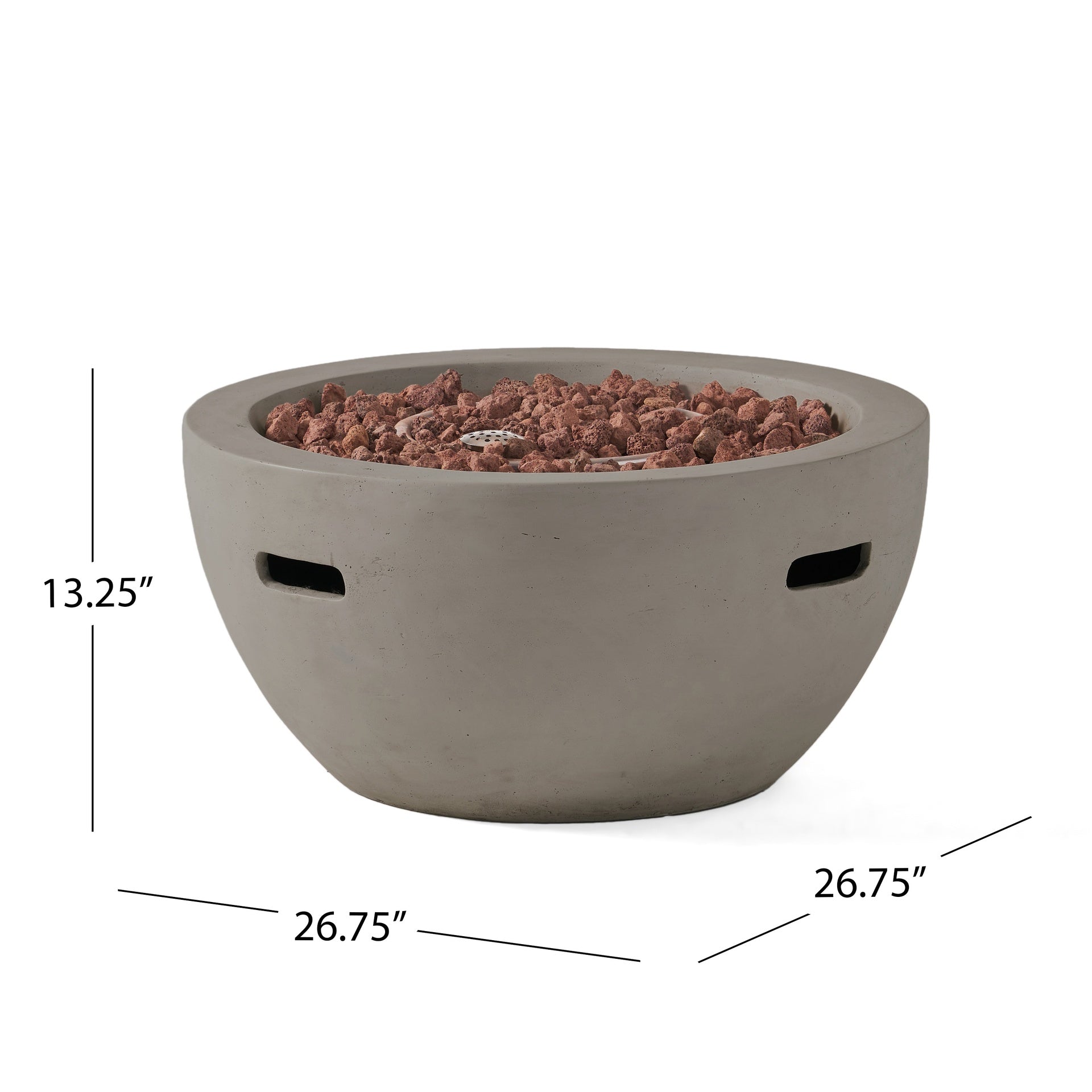 27" Bowl Shaped MGO 40,000 BTU Propane Fire Pit, Light Grey (Tank Cover not Included)