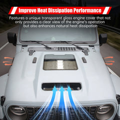 Space-Capsule Style Hood/Heat Dispersion Hood Compatible with 2018-2023 Jeep Wrangler JL JLU & 2020-2023 Gladiator JT Replacement Hood(Not for Mojave&392 Model)