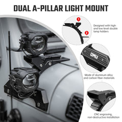 OMU Genesis Series A-Pillar Light System Mount For Jeep Wrangler JL/ Gladiator JT [Not For 4xe and 392]