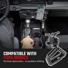 OMU Genesis Series Aluminum Center Console Grab Handle With Phone Holder For Ford Bronco 2021+( Not fit for Ford Bronco Sport)