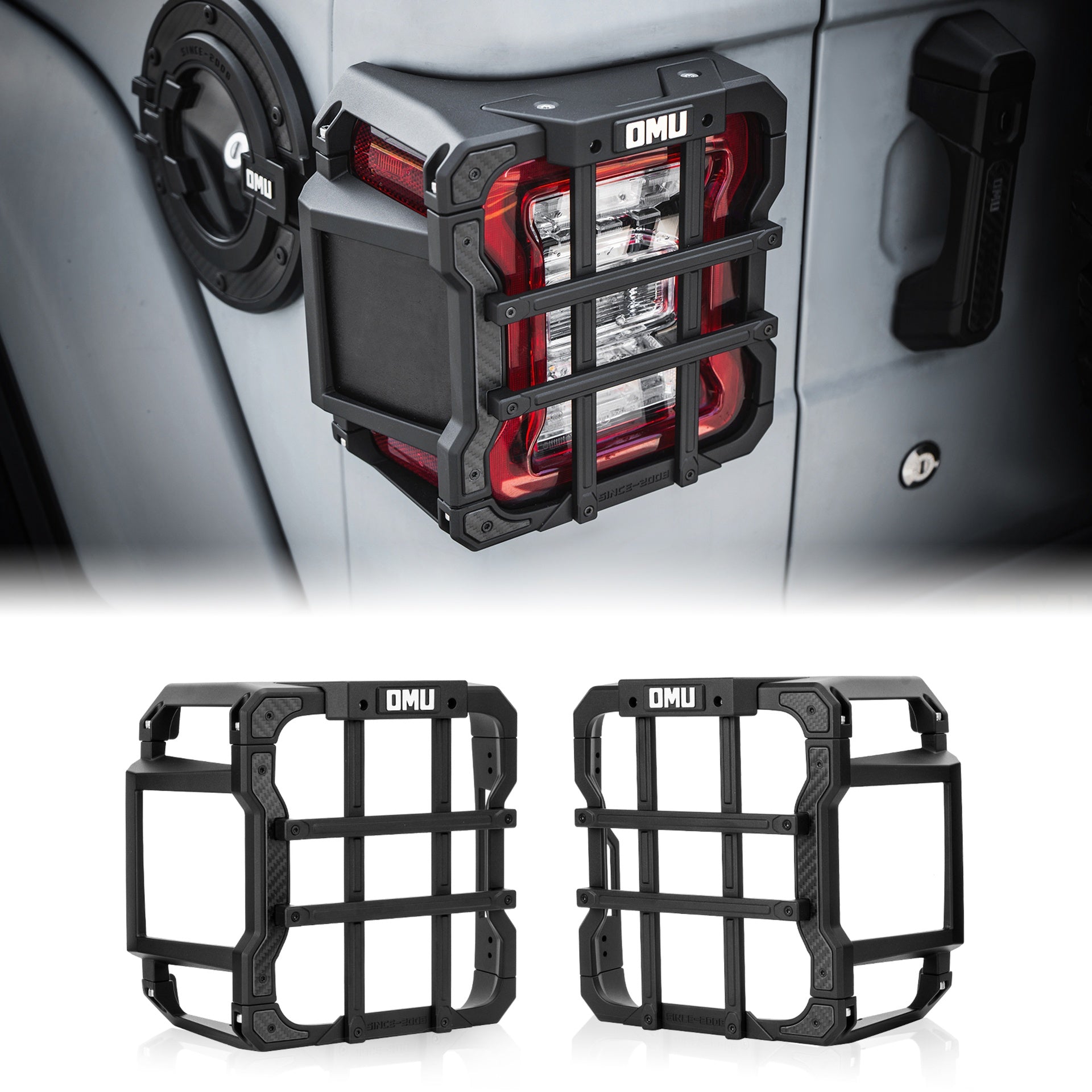 OMU Genesis Series Aluminum Tail Light Cover Compatible with 2018+ Jeep Wrangler JL, Protector Cover Tail Light Lamps Protected Trim Guards (Suitable for LED Lamp Version Only)