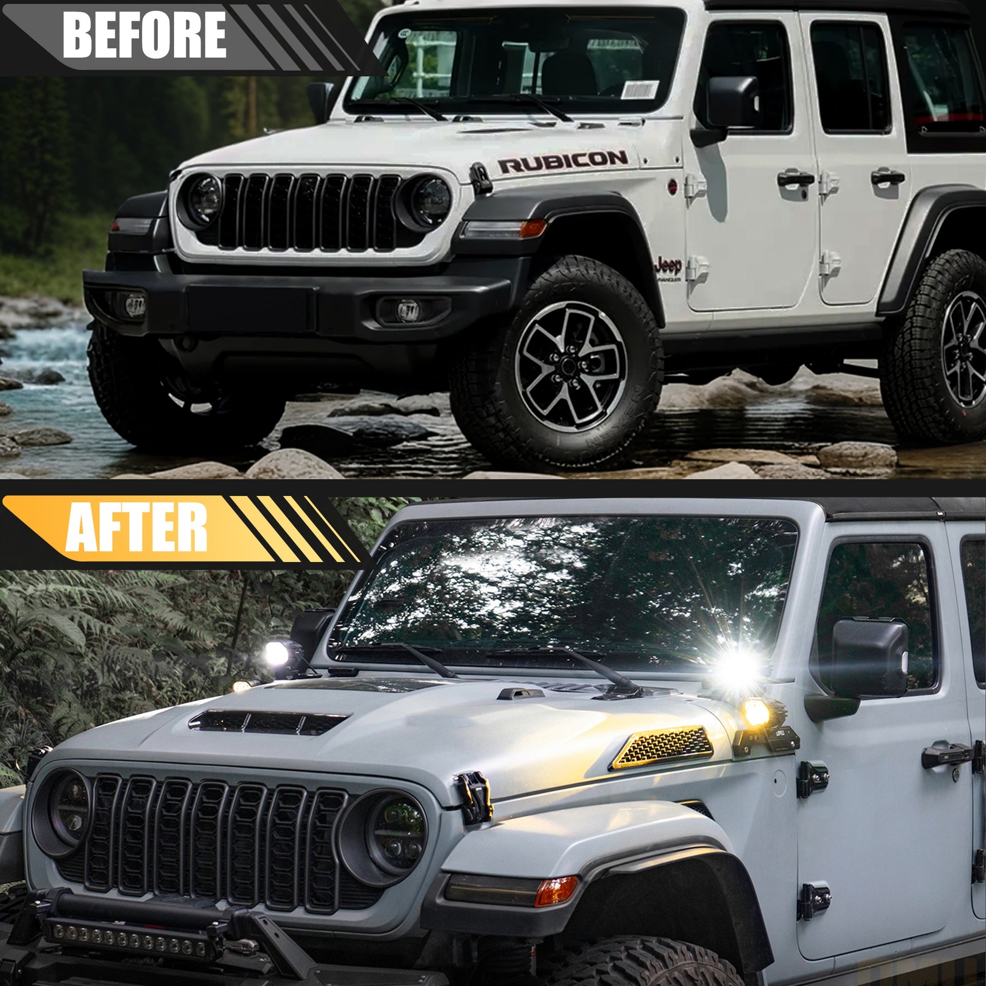 OMU Genesis Series Aluminum Yellow Color High Low Beam Switchable A-Pillar Spotlight Compatible with Trucks Jeep Ford etc ATV Motorcycle