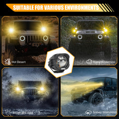 OMU Genesis Series Aluminum Yellow Color High Low Beam Switchable A-Pillar Spotlight Compatible with Trucks Jeep Ford etc ATV Motorcycle