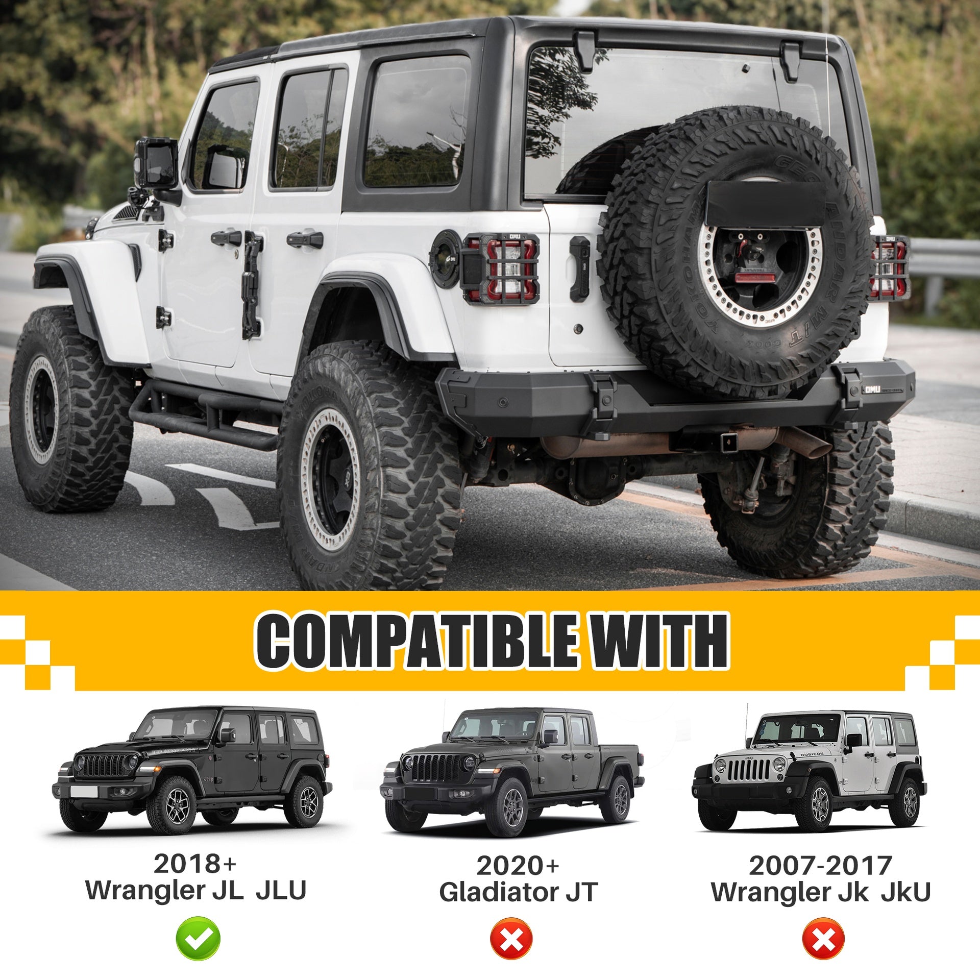 OMU Genesis Series Steel And Aluminum Rear Bumper For Jeep Wrangler JL 2018+