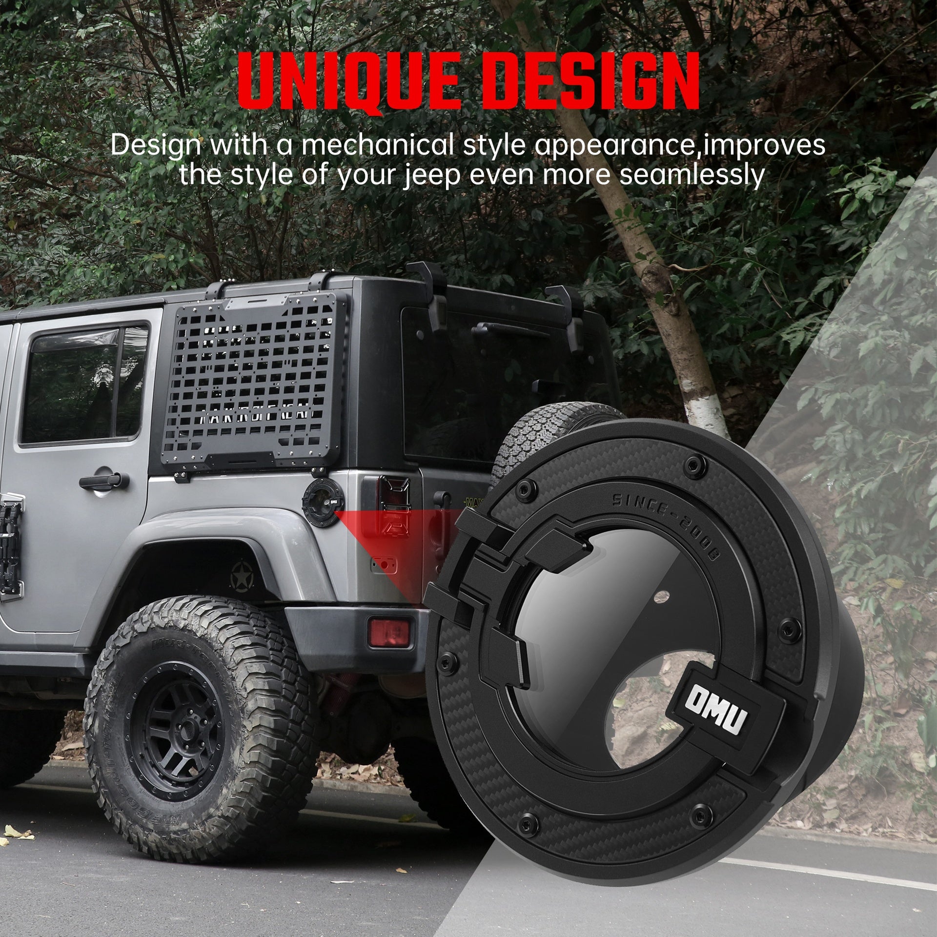 OMU Genesis Series Aluminum Transparent Space Capsule Gas Tank Cover For Jeep Wrangler JK