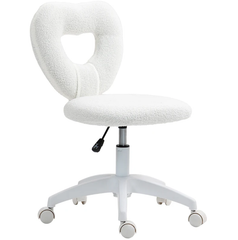 Office Task Chair, Heart Chair with Swivel Wheels, White