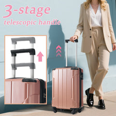 Hardshell Luggage, Lightweight Durable ABS Suitcase with Double Spinner Wheels, TSA Lock, 20 Inch Travel Carry On Luggage (Rose Pink)