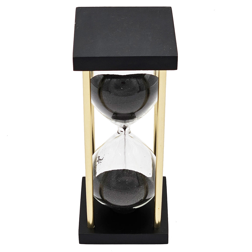 3x3x7" Spellman 15-Minute Hourglass with Metal Frame, Black