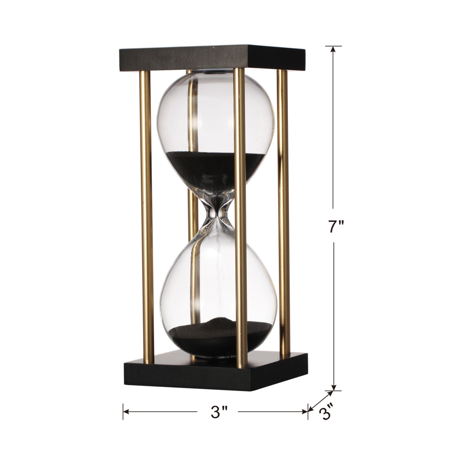 3x3x7" Spellman 15-Minute Hourglass with Metal Frame, Black