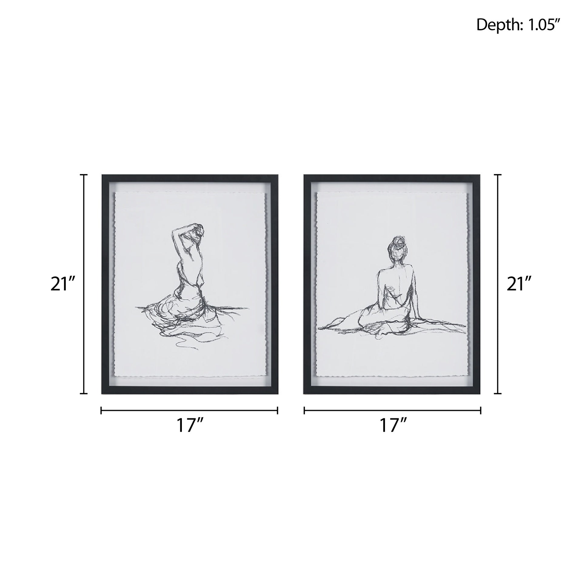 Sketch 2-piece Framed Glass and Matted Wall Art Set