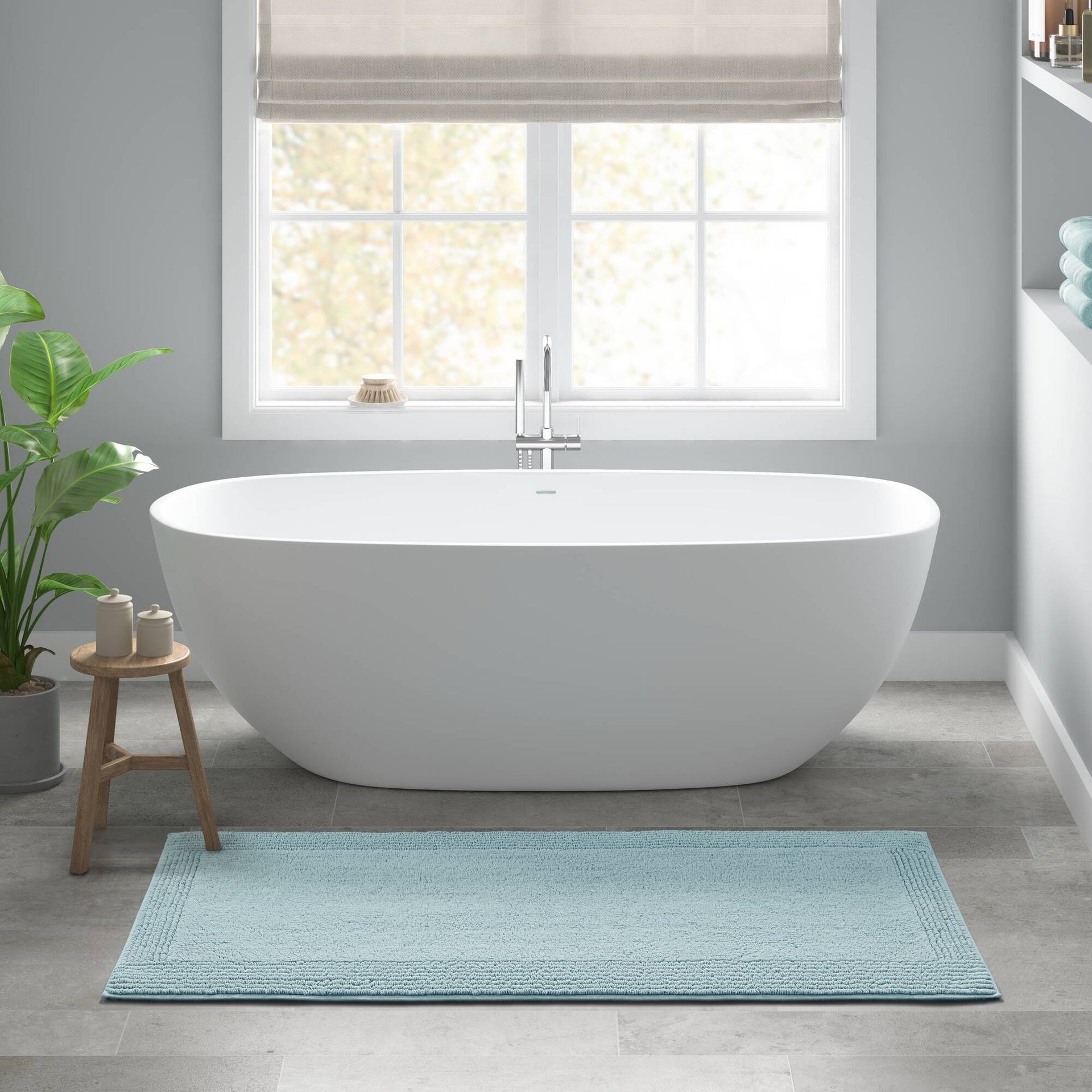 1 PCS 24x60" 100% Cotton Tufted 3000 GSM Reversible Bath Rug Blue