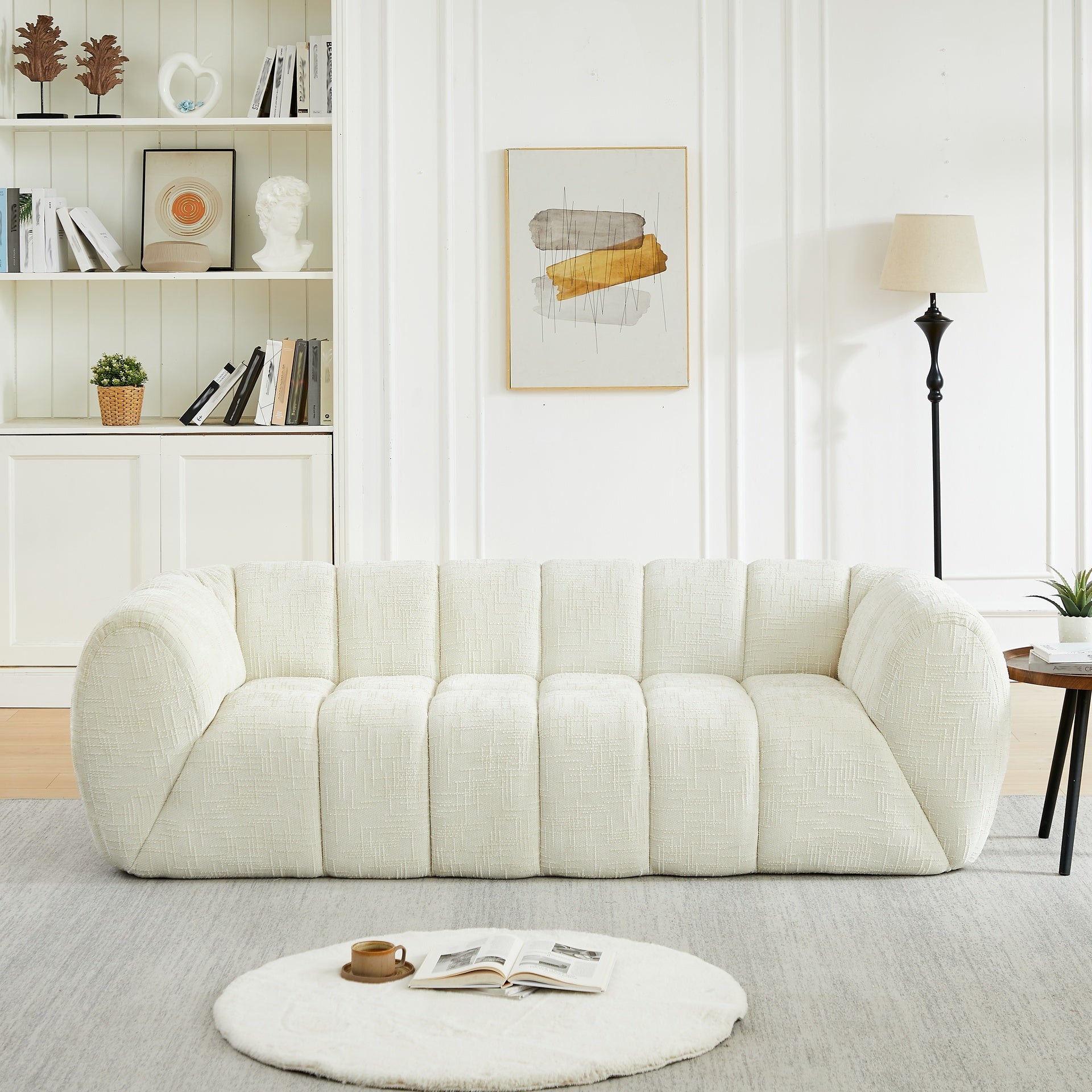 Chenille Pure Foam Sofa, Modern Quilted Cloud Sofa, Deep-Seat Chenille Pure Foam Sofa, Comfortable Modern Three-Seater Sofa, Suitable for Living Rooms, Bedrooms, and Apartments