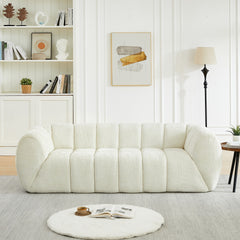 Chenille Pure Foam Sofa, Modern Quilted Cloud Sofa, Deep-Seat Chenille Pure Foam Sofa, Comfortable Modern Three-Seater Sofa, Suitable for Living Rooms, Bedrooms, and Apartments
