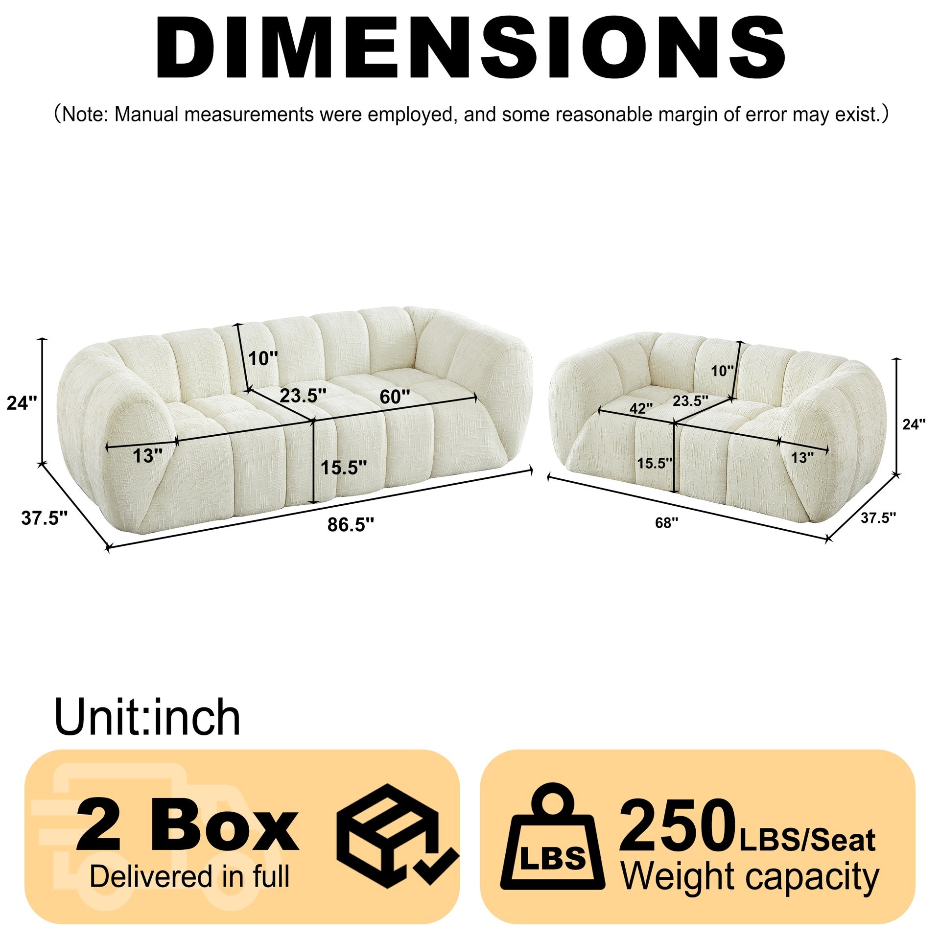 Chenille Pure Foam Sofa, Modern Quilted Cloud Sofa, Deep-Seat Chenille Pure Foam Sofa, Comfortable Modern Sofa, Suitable for Living Rooms, Bedrooms, and Apartments