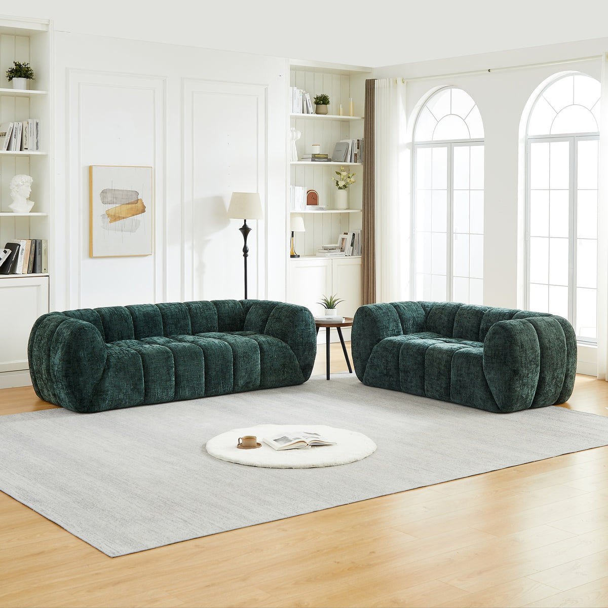 Chenille Pure Foam Sofa, Modern Quilted Cloud Sofa, Deep-Seat Chenille Pure Foam Sofa, Comfortable Modern Sofa, Suitable for Living Rooms, Bedrooms, and Apartments