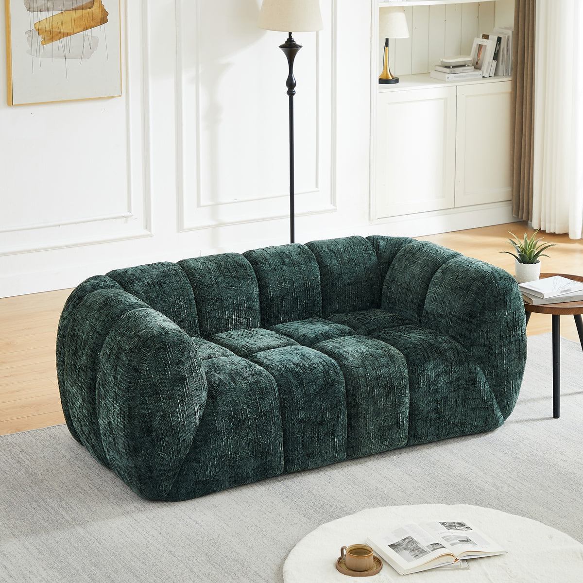 Chenille Pure Foam Sofa, Modern Quilted Cloud Sofa, Deep-Seat Chenille Pure Foam Sofa, Comfortable Modern Sofa, Suitable for Living Rooms, Bedrooms, and Apartments