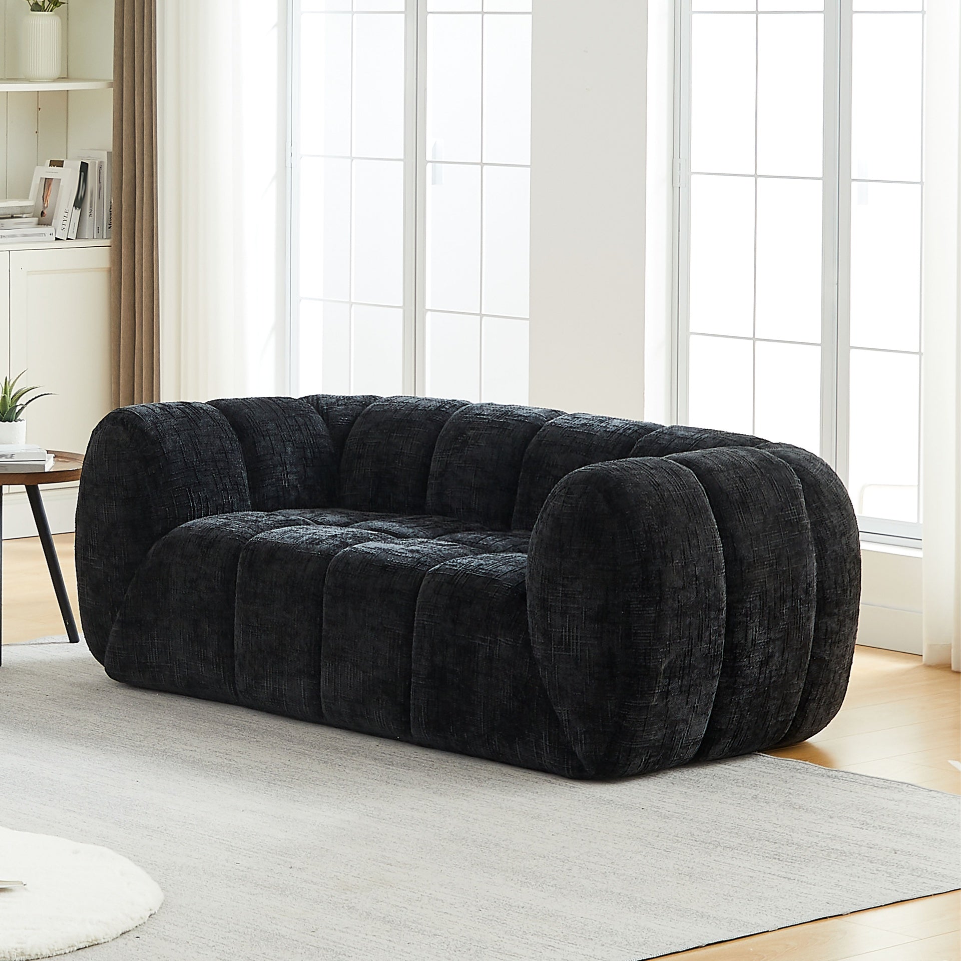 Chenille Pure Foam Sofa, Modern Quilted Cloud Sofa, Deep-Seat Chenille Pure Foam Sofa, Comfortable Modern Sofa, Suitable for Living Rooms, Bedrooms, and Apartments