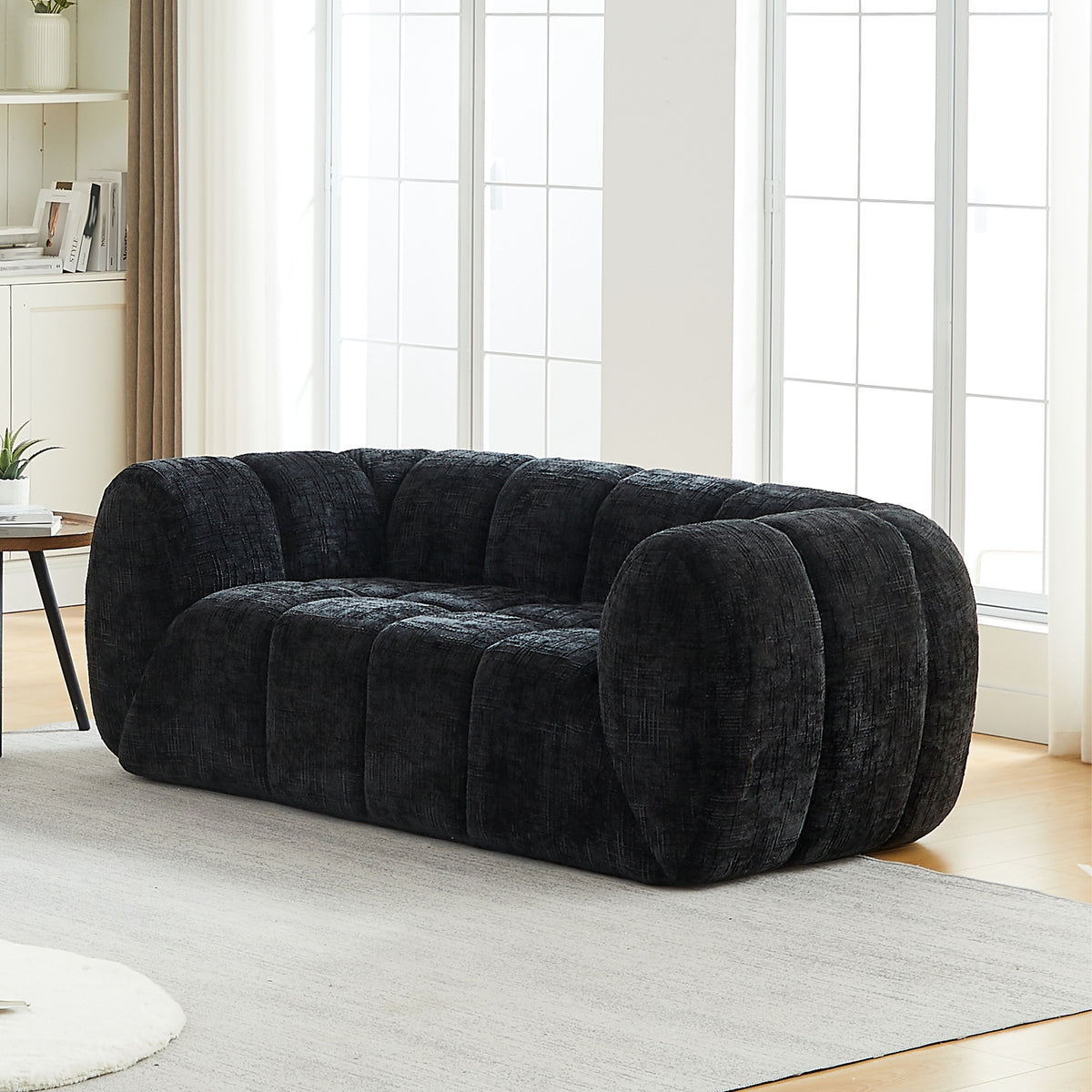 Chenille Pure Foam Sofa, Modern Quilted Cloud Sofa, Deep-Seat Chenille Pure Foam Sofa, Comfortable Modern Sofa, Suitable for Living Rooms, Bedrooms, and Apartments