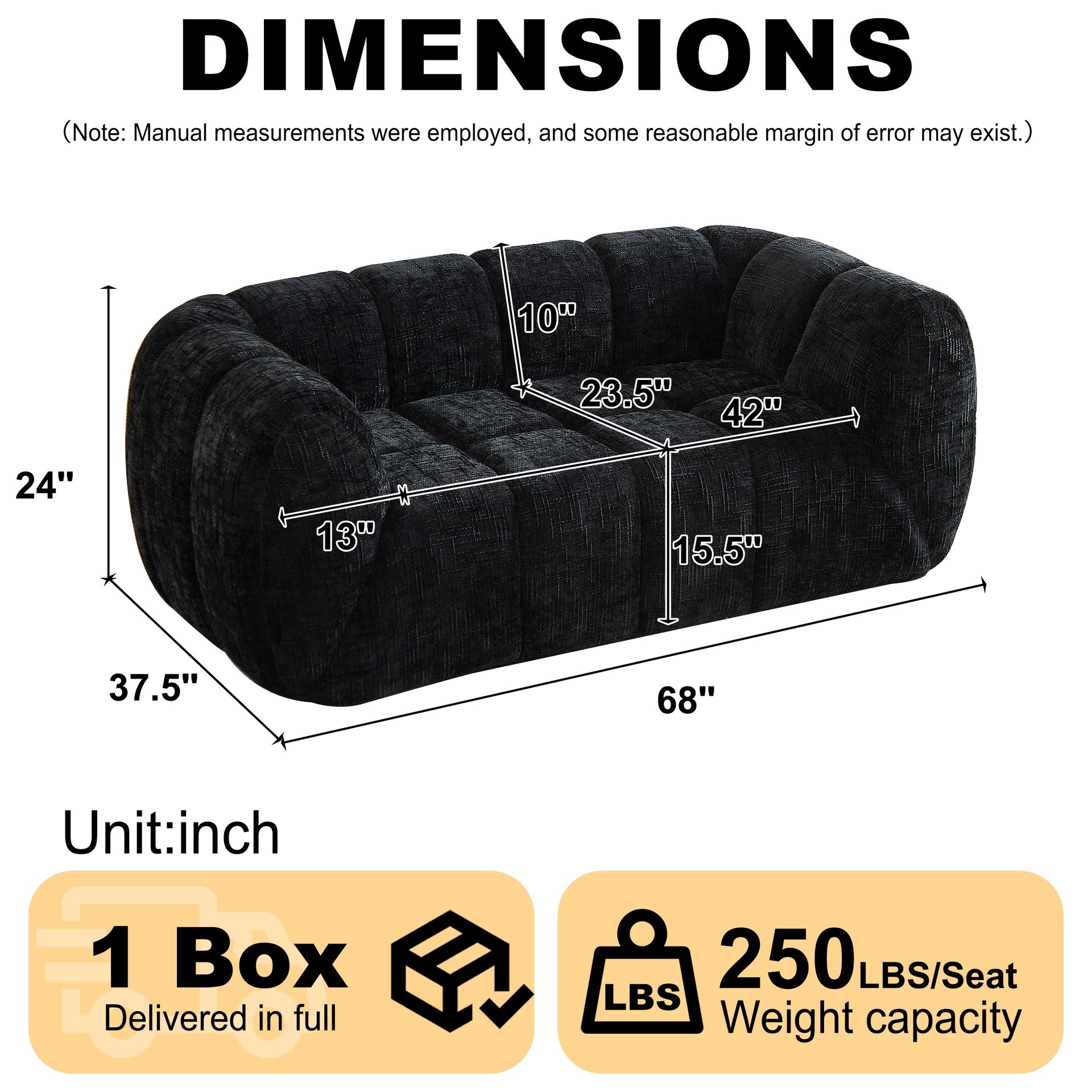 Chenille Pure Foam Sofa, Modern Quilted Cloud Sofa, Deep-Seat Chenille Pure Foam Sofa, Comfortable Modern Sofa, Suitable for Living Rooms, Bedrooms, and Apartments
