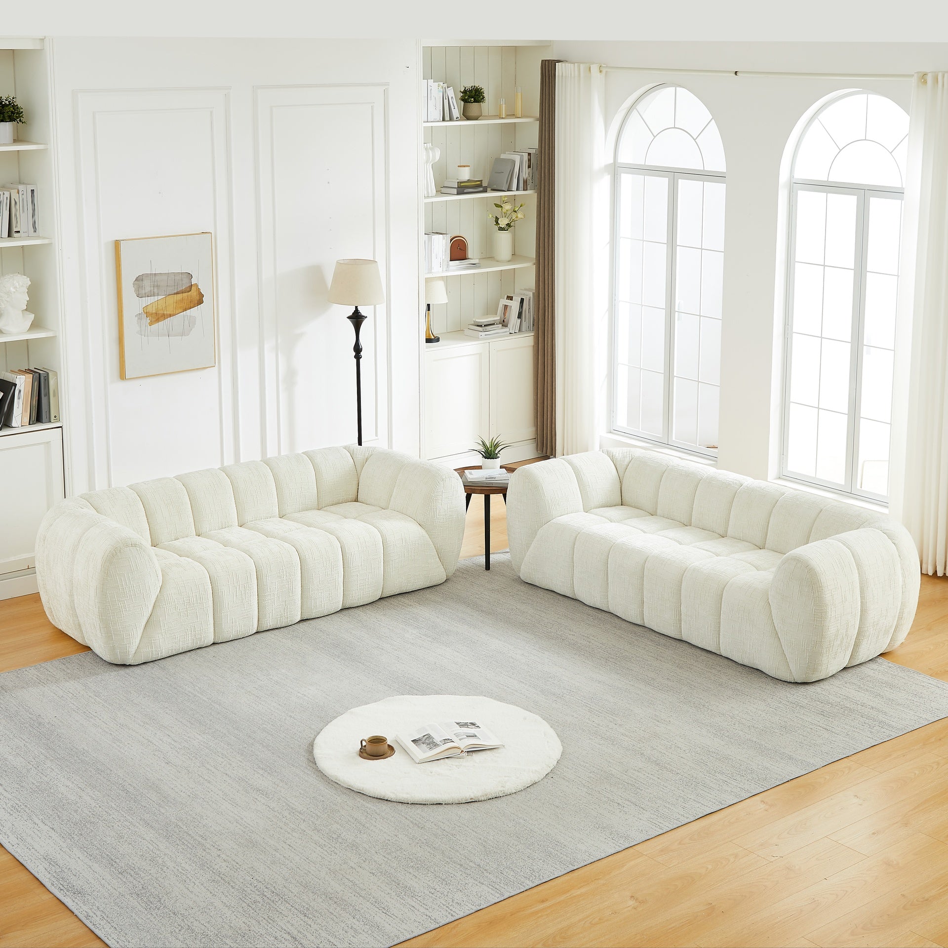 Chenille Pure Foam Sofa, Modern Quilted Cloud Sofa, Deep-Seat Chenille Pure Foam Sofa, Comfortable Modern Sofa, Suitable for Living Rooms, Bedrooms, and Apartments