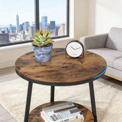 Modern Side Table,Rustic End Table,Round Coffee Table
