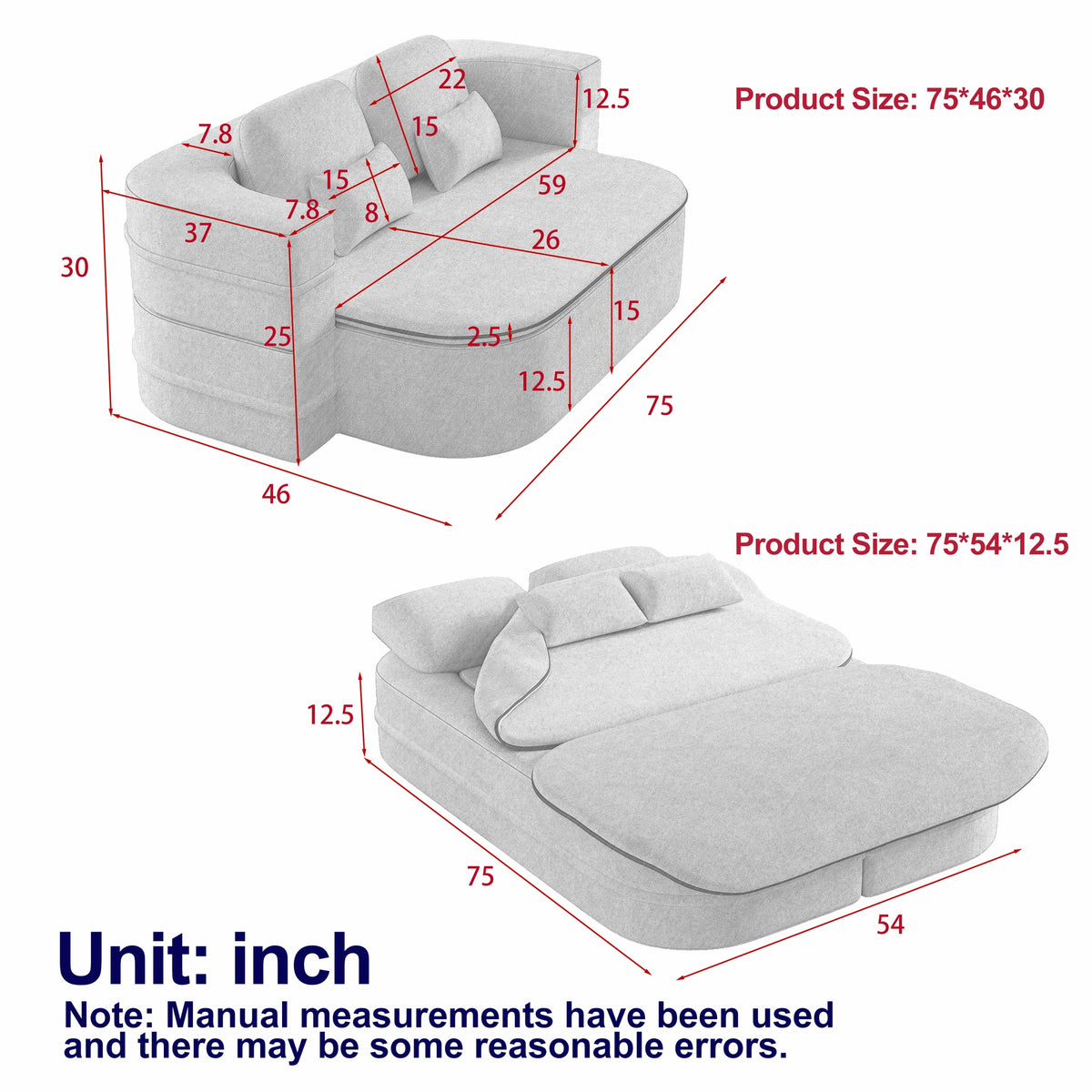 75''2-in-1 Foldable Sofa,Convertible Sleeper Foam Sofa Bed with Multi Functional Blanket, Chenille Floor folding sofa bed,  Floor Sofa Lounge Sofa for Living Room Bedroom Lounge Studio