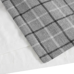 Plaid Rod Pocket and Back Tab Curtain Panel with Fleece Lining Grey 50x84"