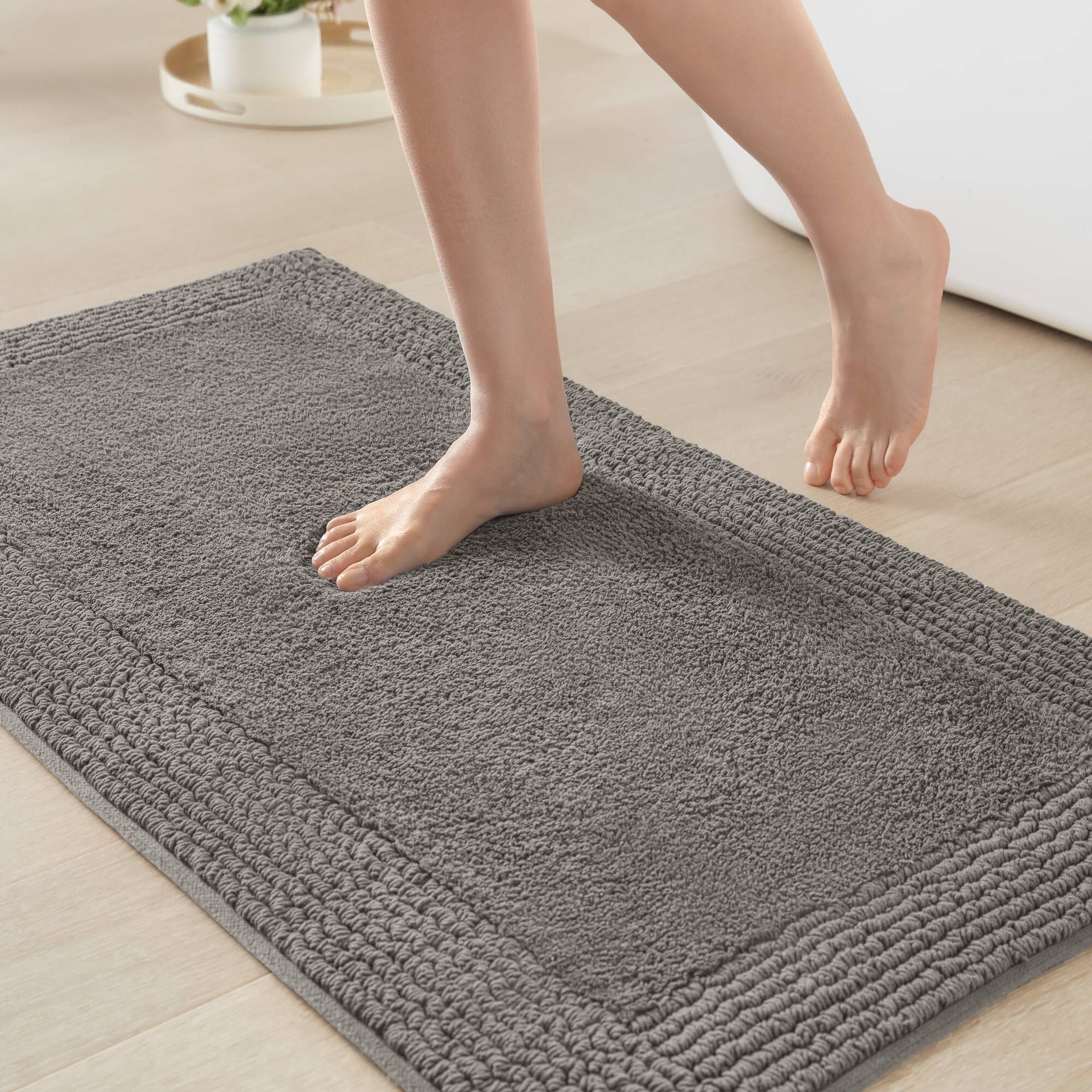 1 PCS 17x24" 100% Cotton Tufted 3000 GSM Reversible Bath Rug Charcoal