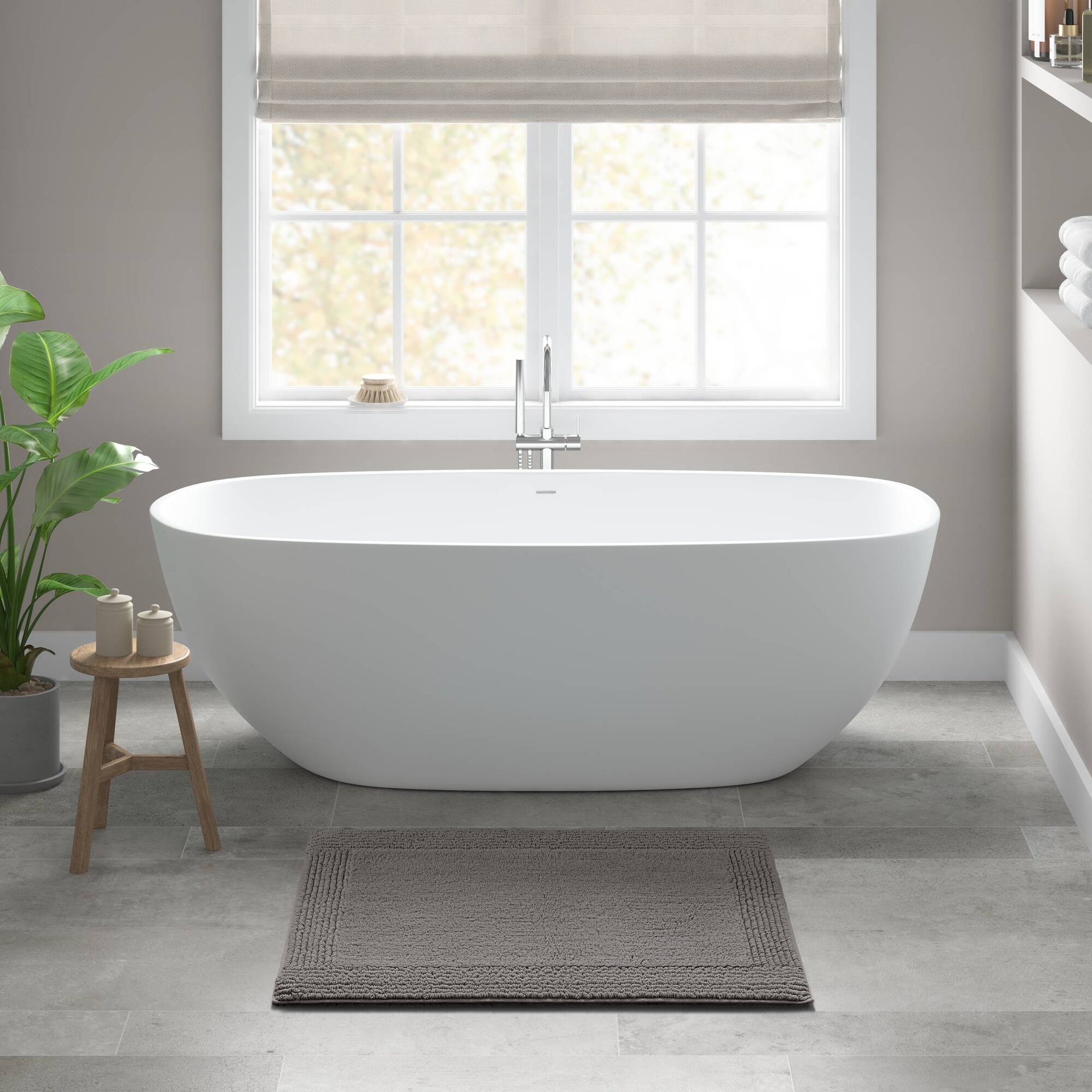 1 PCS 17x24" 100% Cotton Tufted 3000 GSM Reversible Bath Rug Charcoal