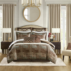 4 Piece Red Comforter Set Red King