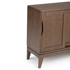 Harper 30 inch Wide Solid Hardwood Mid-Century Modern Low Storage Cabinet in Walnut Brown