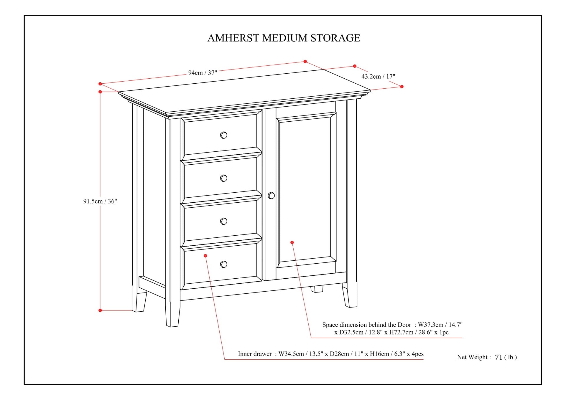 Amherst - Medium Storage Cabinet - Light Golden Brown