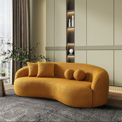 Drake Japandi Style Curvy Boucle Sofa 89 x 45 x 31 Inches