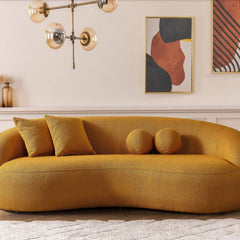 Drake Japandi Style Curvy Boucle Sofa 89 x 45 x 31 Inches