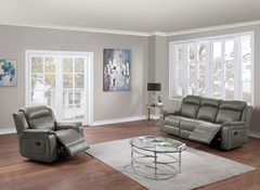Contemporary Style 2pc Living Room Set 1x Sofa 1x Recliner Leatherette Padded Seats Cushion Back Horizontal And Vertical Tufting Slate Blue Finish Primary Living Room Furniture