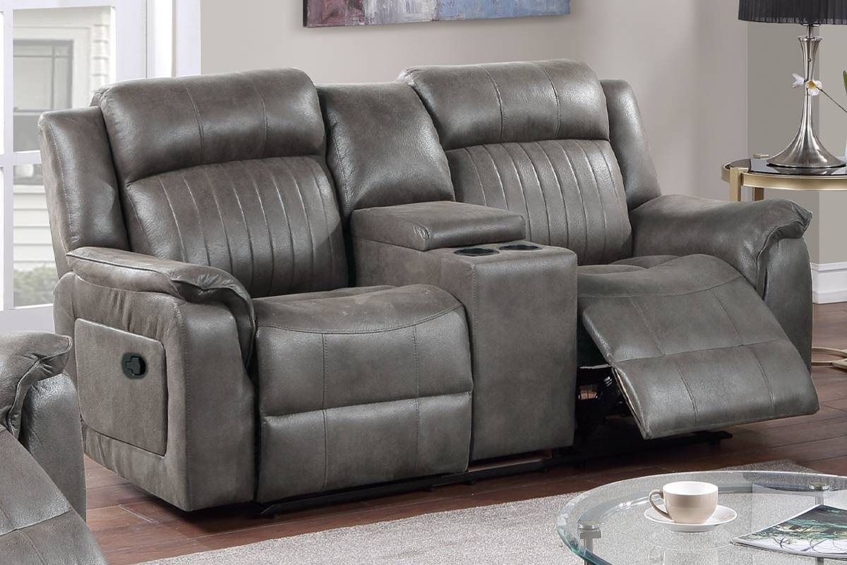 Contemporary Style 2pc Living Room Set 1x Recliner 1x Loveseat Slate Blue Finish Vertical And Horizontal Tufting Primary Living Room Furniture