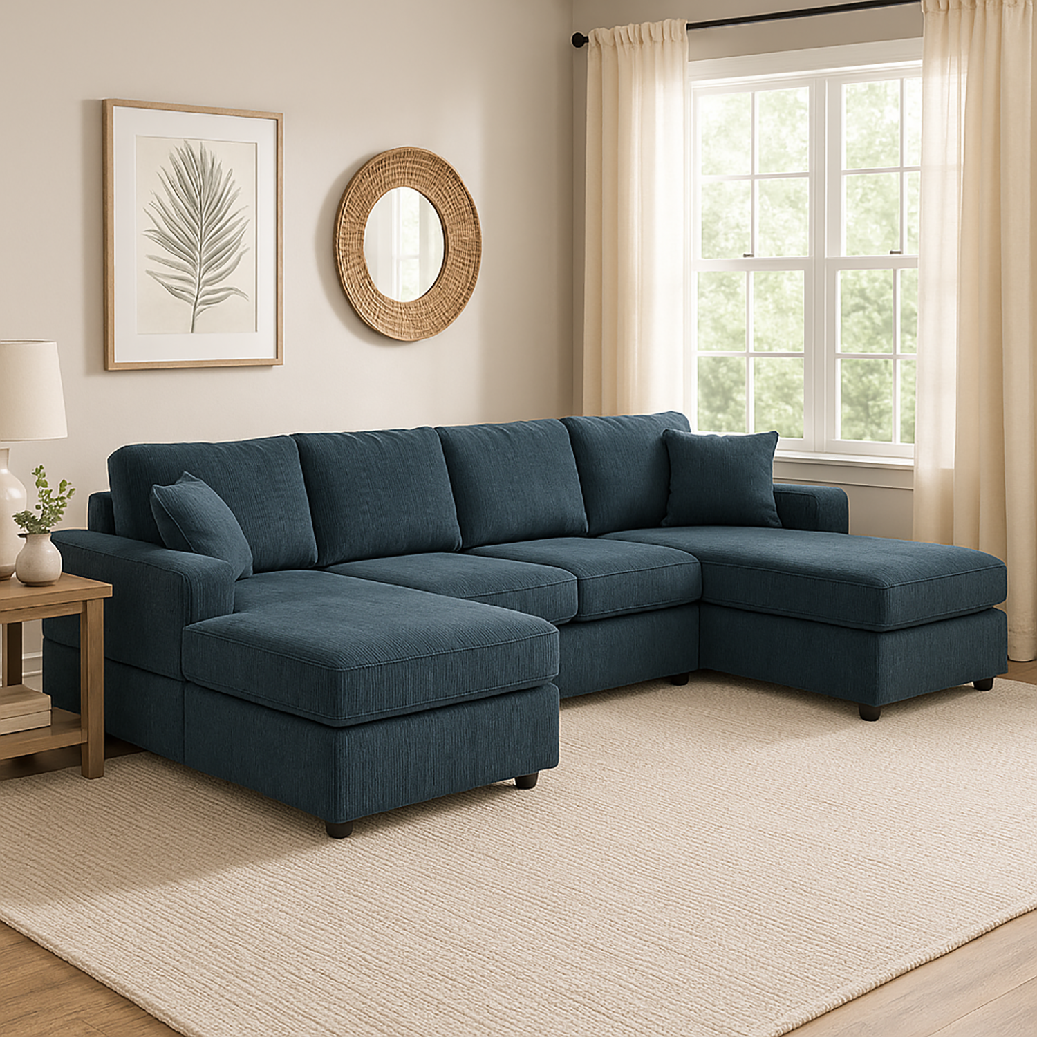 3 - Piece Corduroy Double-Chaise Sectional