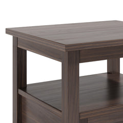 Warm Shaker Solid Wood 20 inch Wide Transitional End Table in Warm Walnut Brown