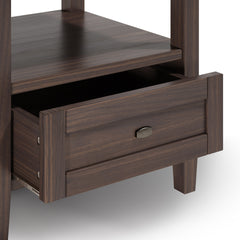 Warm Shaker Solid Wood 20 inch Wide Transitional End Table in Warm Walnut Brown